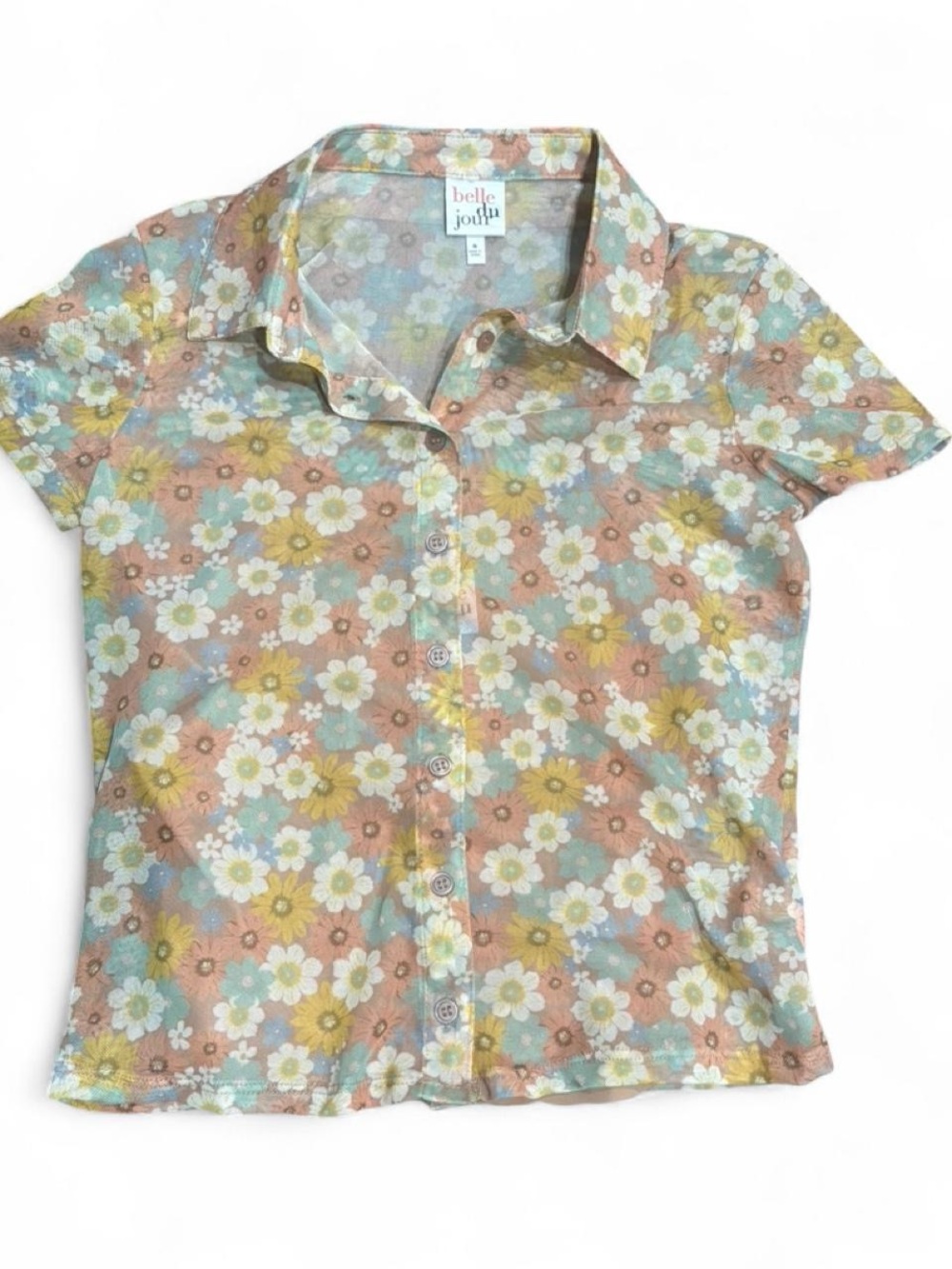 Belle du Jour Floral Button-Up Top in Pastel Multi